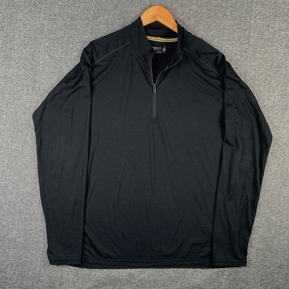 Smartwool 1/4 Zip Men Extra Large Merino 150 Black Quarter Zip Pullover